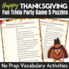 thanksgiving fun trivia game pack of 10 puzzles with solutions no prep vocabulary activity
